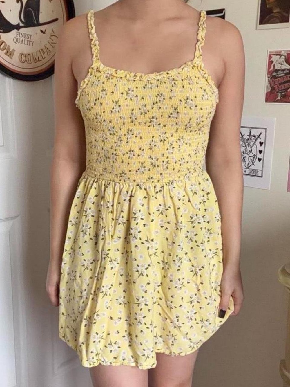 J for Justify Yellow Floral Smocked Mini Dress